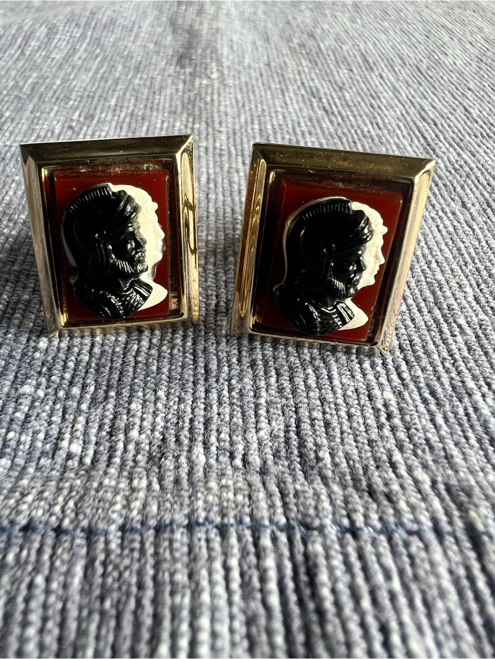 Classic Black and Gold Cameo Cufflinks - Men's Accessories